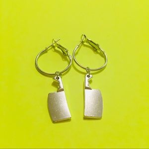 Silver Butcher Knife drop miniature hoop earrings